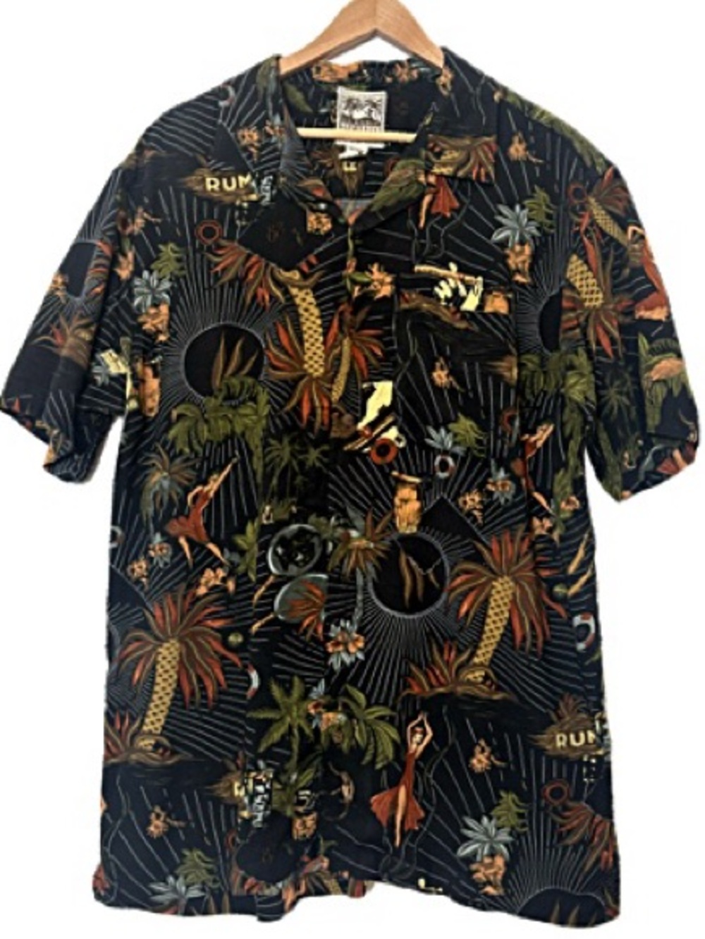Steve & Barry's Classic Hawaiian Mens Short Sleeve Button Down Shirt Size Large